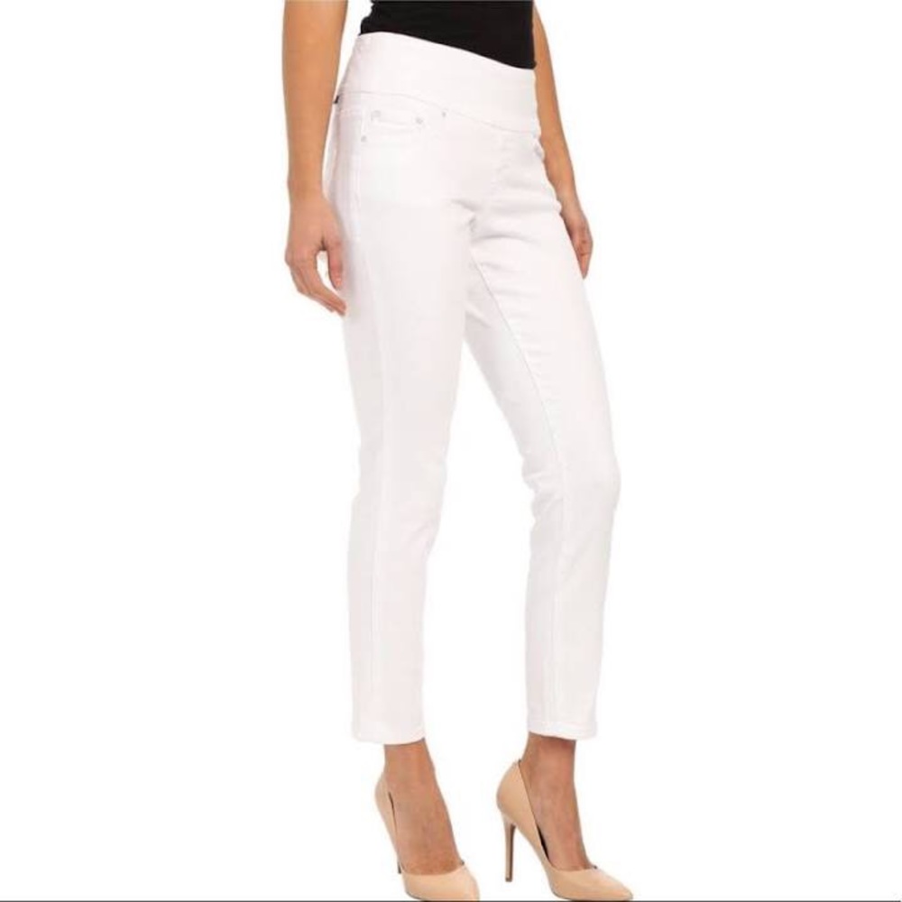 High-rise Straight leg White Jeans- JAG